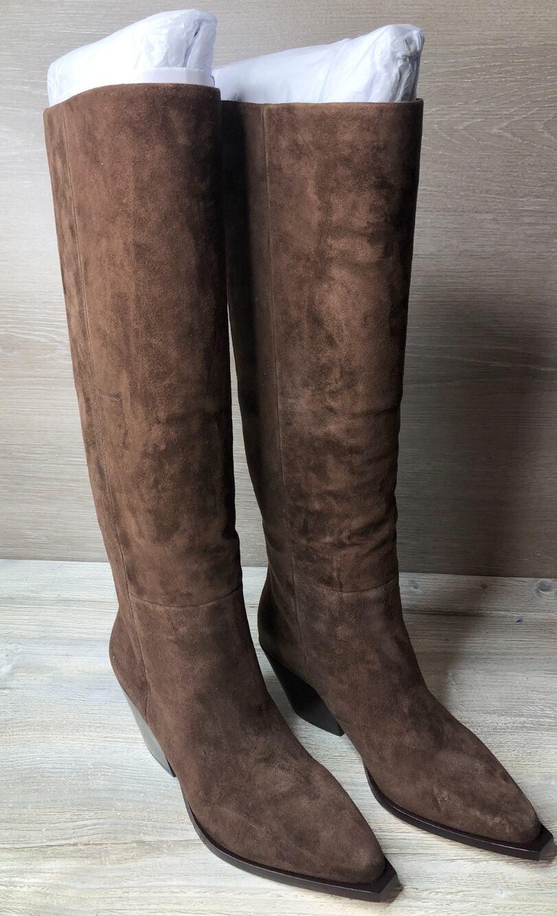 PAIGE Women's Lillian Chocolate Brown Suede Tall Boots Size 6 MSRP $498